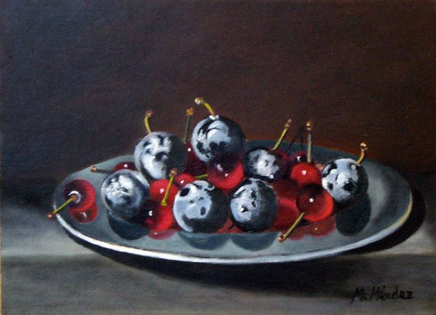 Plato con cerezas Oil Canvas Still Life Paintings