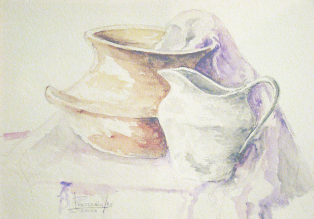 cacharros Watercolour Card Still Life Paintings