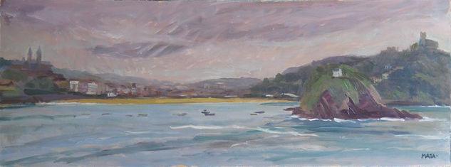 Ondarreta con la isla Oil Canvas Landscaping