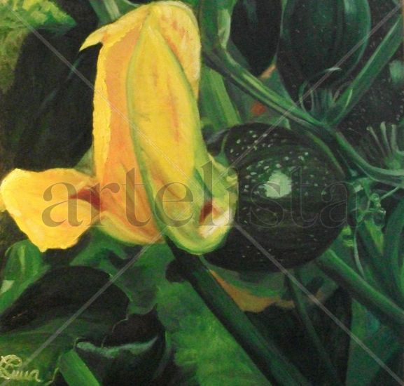 flor de calabacin redondo Oil Canvas Others