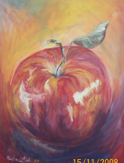 Manzana en acrilico Acrylic Canvas Still Life Paintings