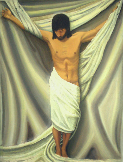 cristo sin cruz y sin espinas Mixed media Canvas Figure Painting