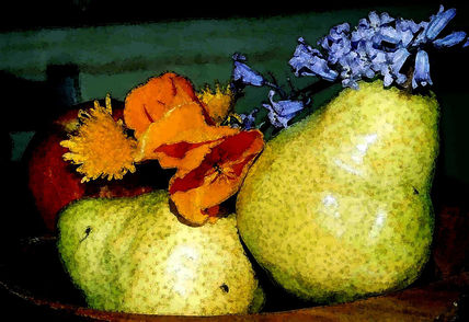 Peras y flores
