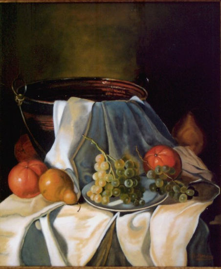 Bodegón con mantel Oil Canvas Still Life Paintings