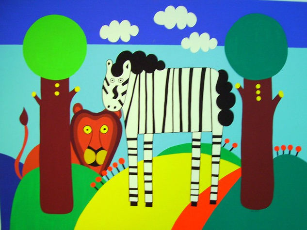 Paz en la selva Acrylic Canvas Animals