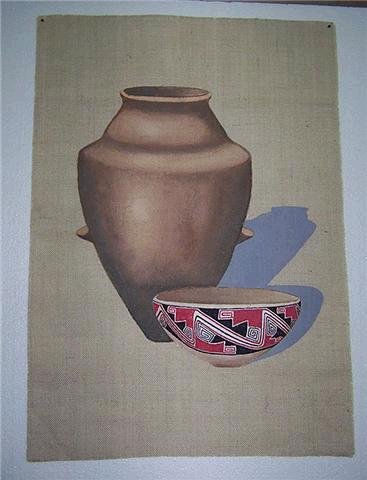 Tapiz pintado sobre arpillera