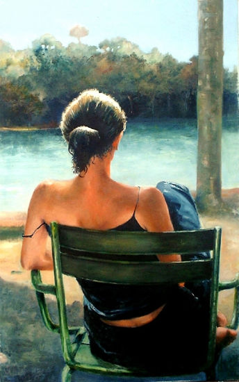 En el parque Oil Canvas Figure Painting