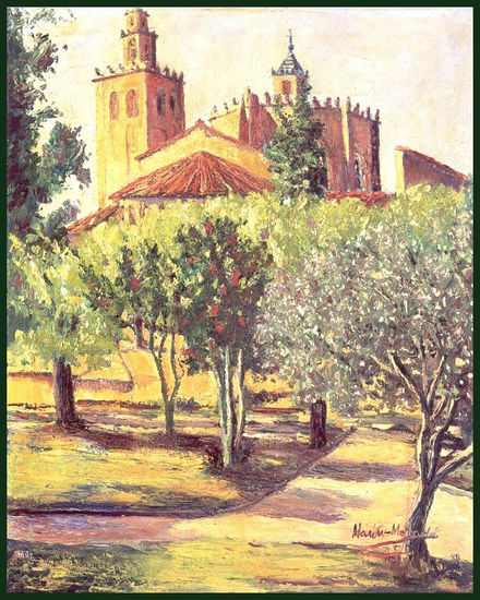 Monasterio de Sant Cugat del Vallès Oil Canvas Landscaping