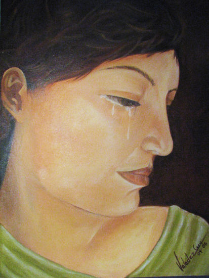 -INCONSOLABLE- Oil Canvas Portrait