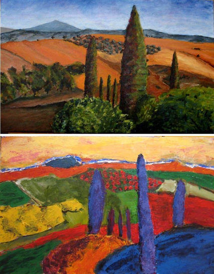 Composicion Toscana 1 y 2 Óleo Lienzo Paisaje