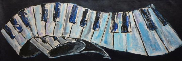 PIANO AZUL 40X112 CM Media Mixta Lienzo Otros