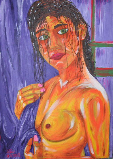 Ojos verdes Acrylic Canvas Nude Paintings