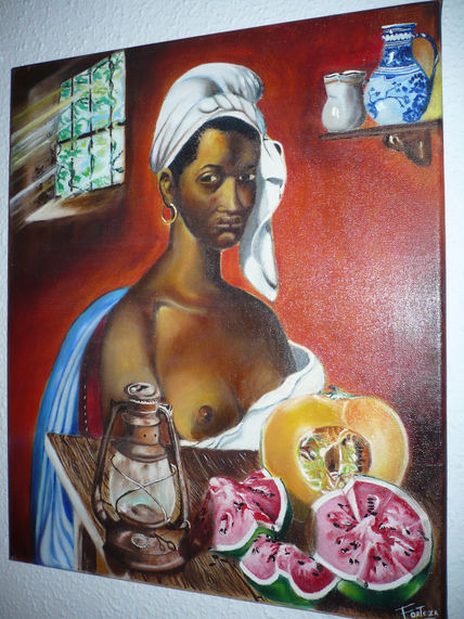 Mujer con calabza y...