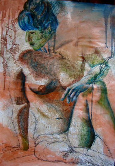 Sobre la roca Oil Paper Nude Paintings