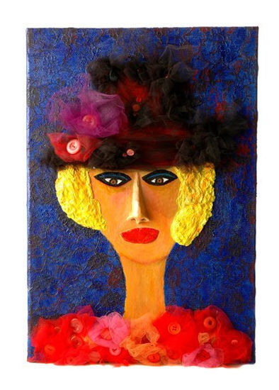 Da série Mulheres da Vida - Celia Elvira Acrylic Textile Figure Painting