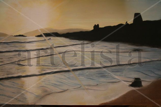 amanecer frio Pastel Paper Marine Painting