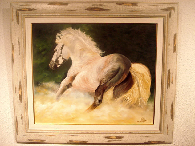 Caballo blanco Oil Canvas Animals