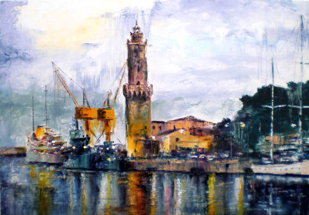 faro de porto pi Oil Canvas Marine Painting