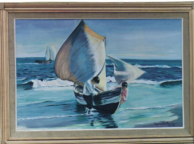 los  pescadores Oil Canvas