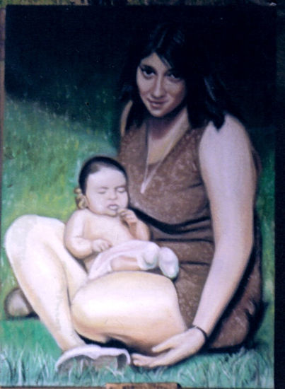 la madre y el hijo Pastel Canvas