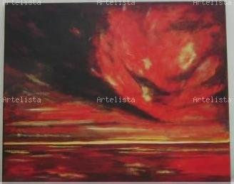 ROJO ATARDECER Oil Canvas Landscaping