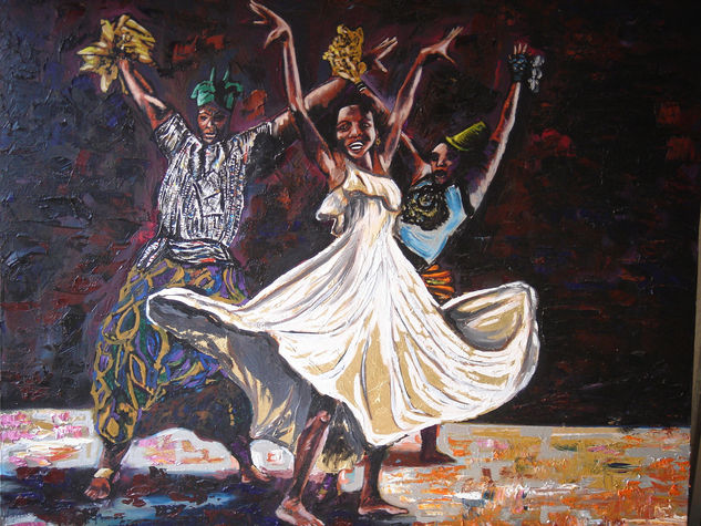 AFRICANOS BAILANDO Oil Canvas Landscaping