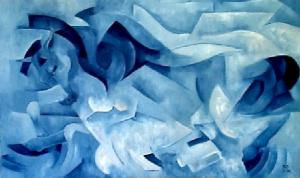 Galope azul Oil Panel