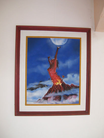 Copia mujer volcán Oil Canvas Landscaping