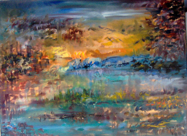 "ATARDECER CALIENTE" Oil Canvas Landscaping