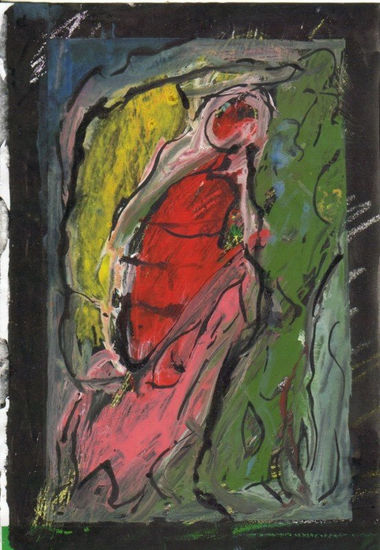 586.MONJE ZEN,1993 Acrylic Paper Figure Painting