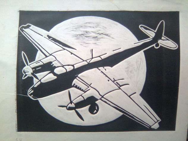 avioneta Linograbado