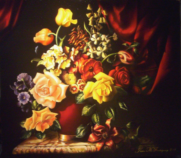 LAS ROSAS Oil Canvas Floral Painting