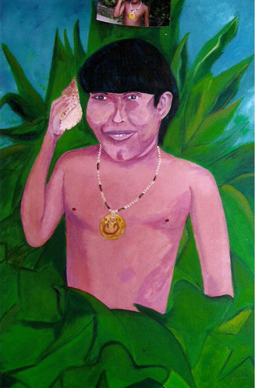 Niño Taino Acrílico Lienzo Retrato