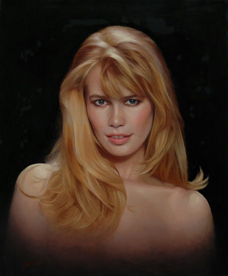 "Retrato de Claudia Schiffer" Óleo Lienzo Retrato