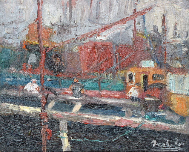 Barcos Oil Textile Marine Painting