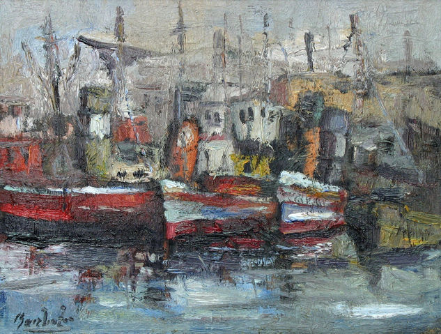 Puerto gris Oil Textile Marine Painting