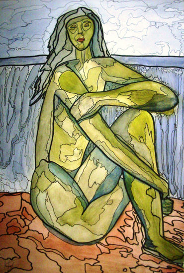 MUJER ESPERANZA Watercolour Panel Nude Paintings