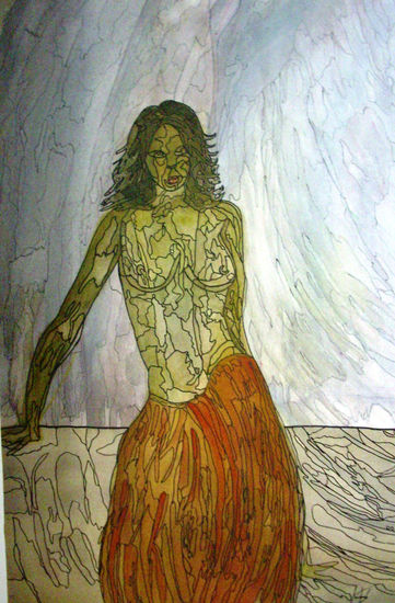 Danzando Watercolour Panel Nude Paintings