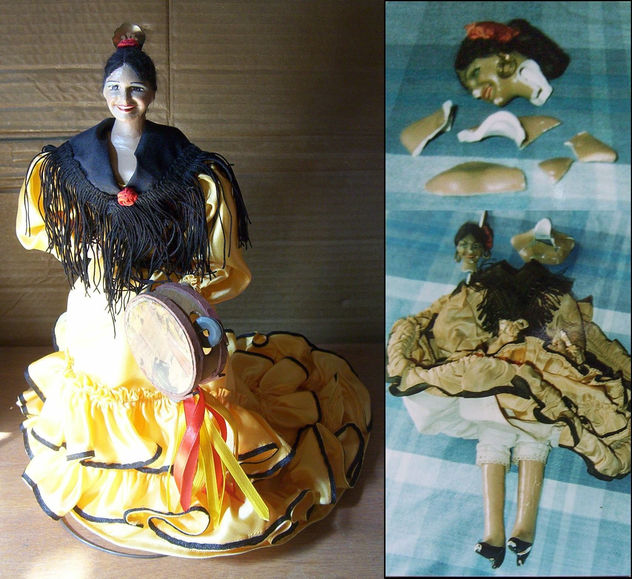 Restauración en yeso muñeca española