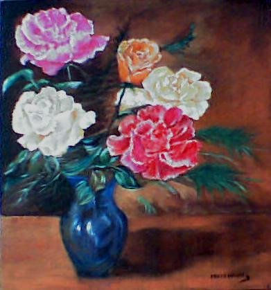 Flores de mi Jardín I Oil Panel Floral Painting