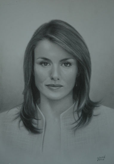 "Letizia" Pencil (Black) Paper Portrait