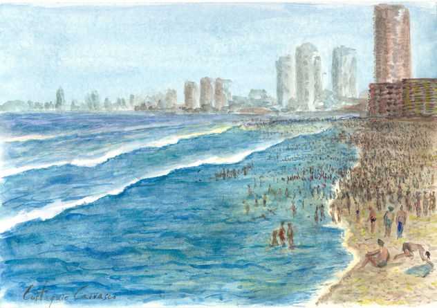 Multitud de Gente en la Playa