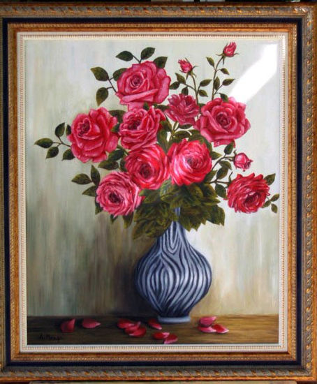 Jarron con rosas Oil Canvas Floral Painting