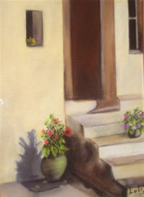 Flores en la escalera