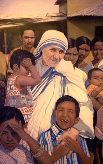 MADRE TERESA Oil Canvas Portrait