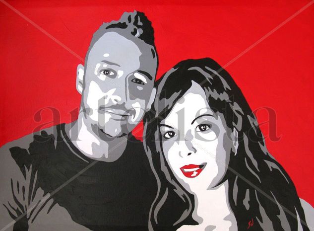 Pareja Madrid Acrylic Canvas Figure Painting