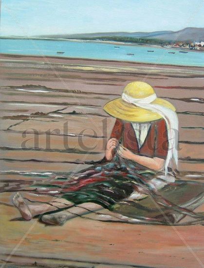 Remendista de Roses Oil Canvas Figure Painting