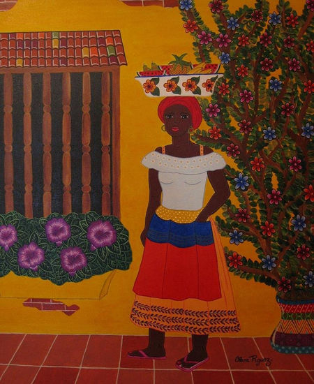 Ermelinda la palenquera Acrylic Canvas Figure Painting