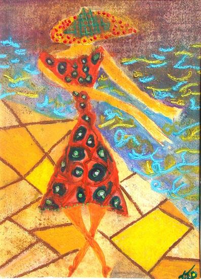 Mulher na praia Mixed media Others Figure Painting