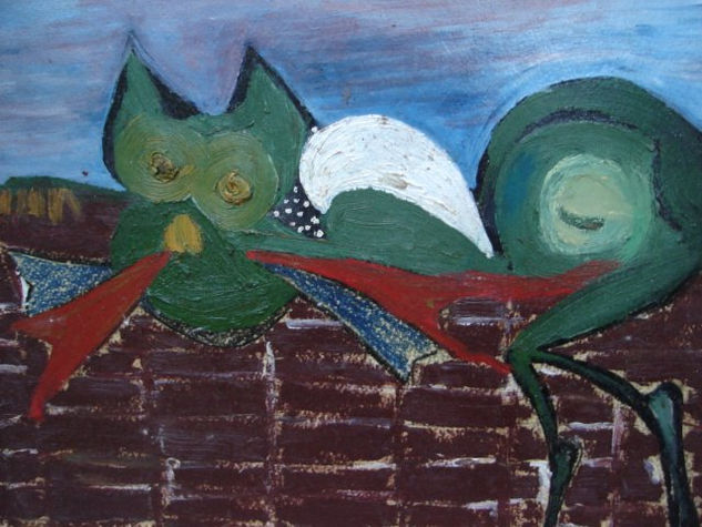 O gato bebado Mixed media Others Figure Painting